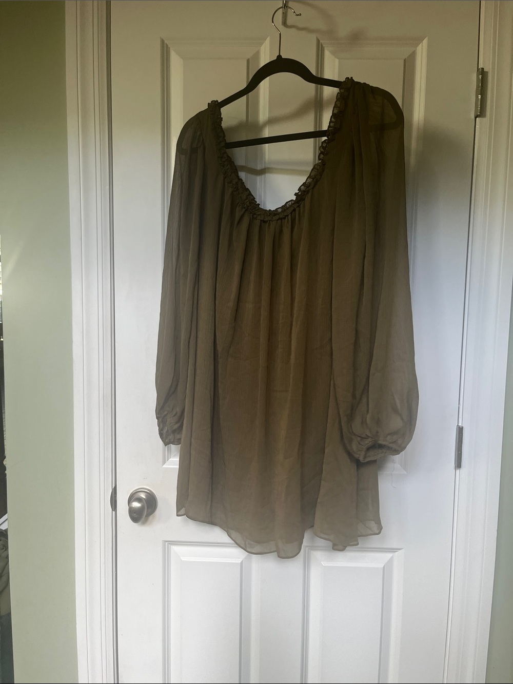 Sheer Olive Green Short Dress -